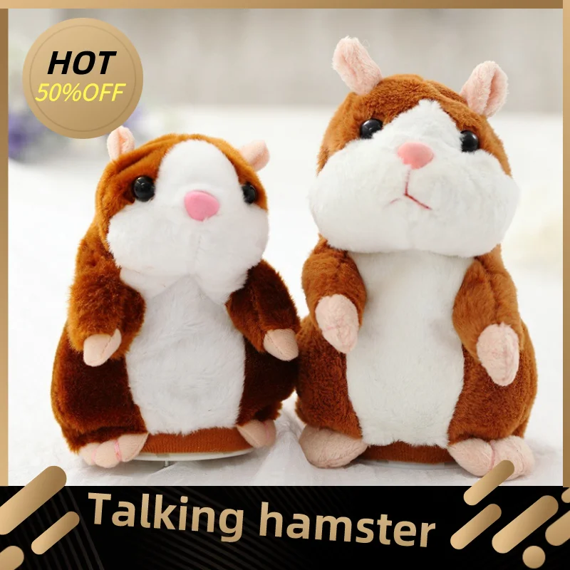 

Dropshipping Promotion 15cm Lovely Talking Hamster Speak Talk Sound Record Repeat Stuffed Plush Animal Kawaii Hamster Toys
