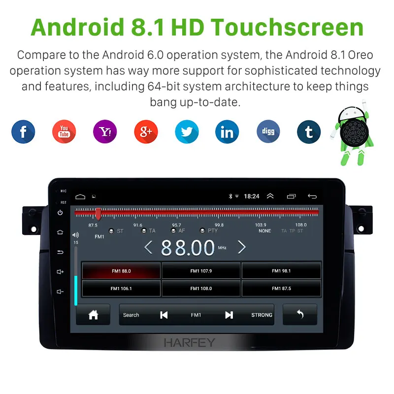 Harfey 9 &quotAndroid 1 Автомобильный gps радио для 1998 2006 BMW M3/3 серии E46/2001 2004 HD сенсорный экран