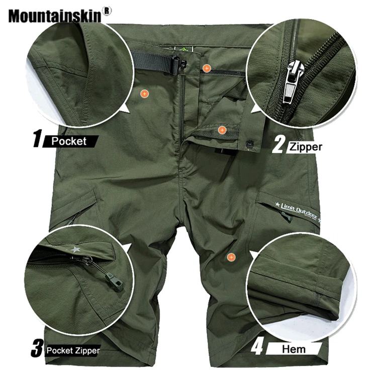 Mountainskin мужские летние быстросохнущие походные шорты для спорта на открытом воздухе дышащие треккинговые Кемпинг Рыбалка бег мужские брюки VA603
