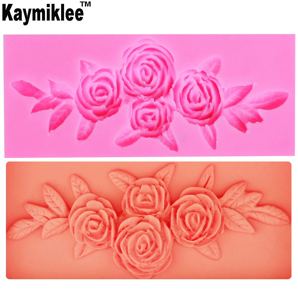 Kaymiklee M038 романтический 3D 1 шт. роза цветок со стандартным сахаром украшение для