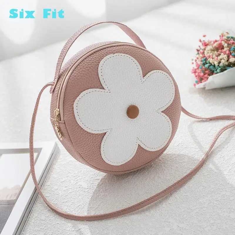 

2020 High Quality Lace Round Handbags lady Small PU leather Women Crossbody Bags Female pink Flower Chain Shoulder Bag Gift
