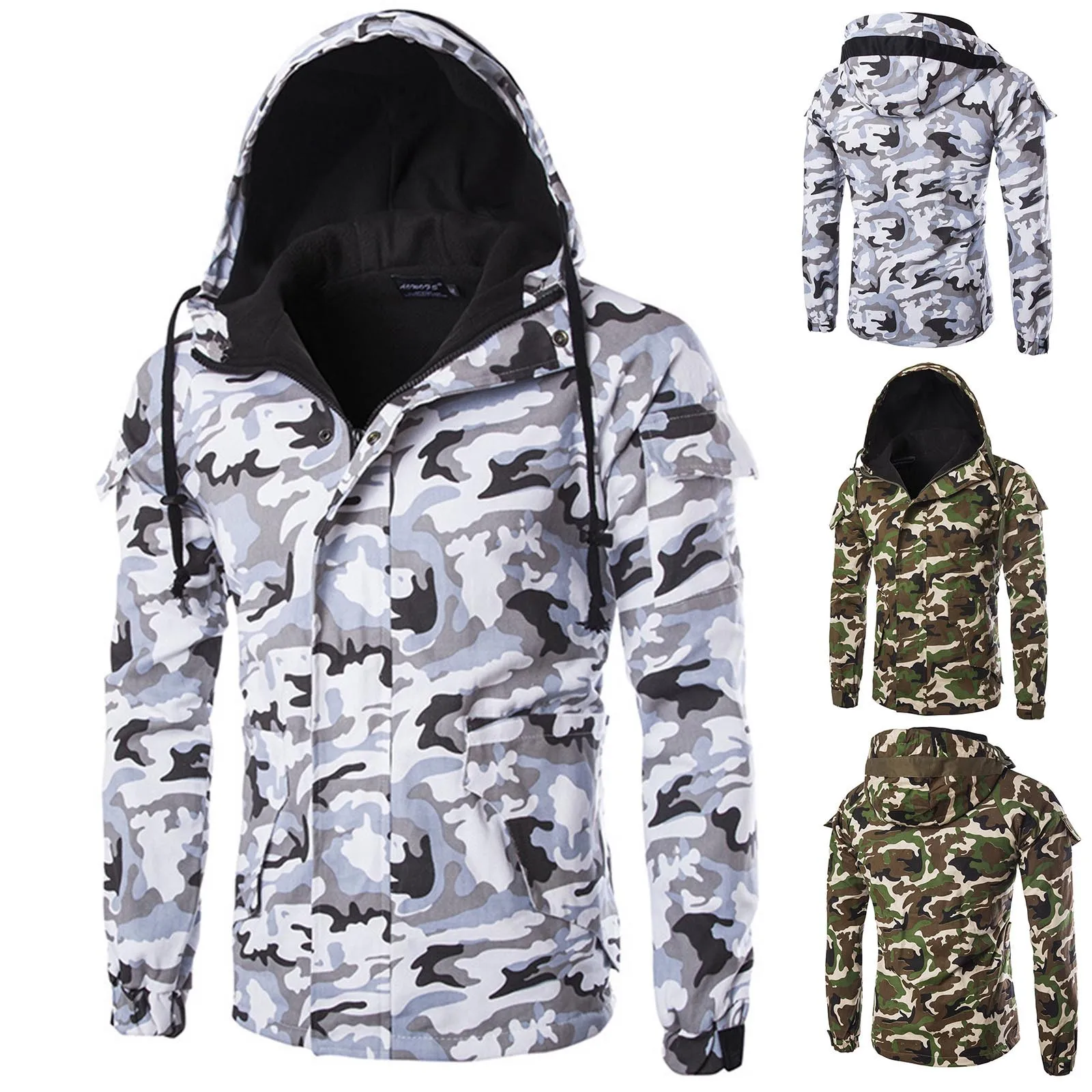 

Мужская ветровка, куртка на молнии, пальто с длинным рукавом, осень и зима, модные камуфляжные хлопковые парки с капюшоном и длинным рукавом,...