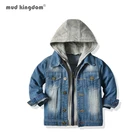 Джинсовая куртка для мальчиков, с капюшоном и карманами, на молнии