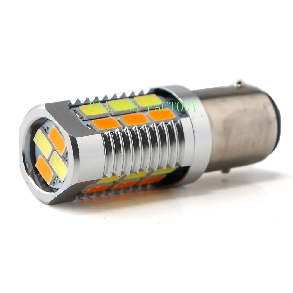 Yiastar 50pcs 1157 BAY15D 3157 7443 5630 22 SMD LED Dual Colors White Amber Switchback DRL Parking Brake Turn Signal Light | Автомобили и