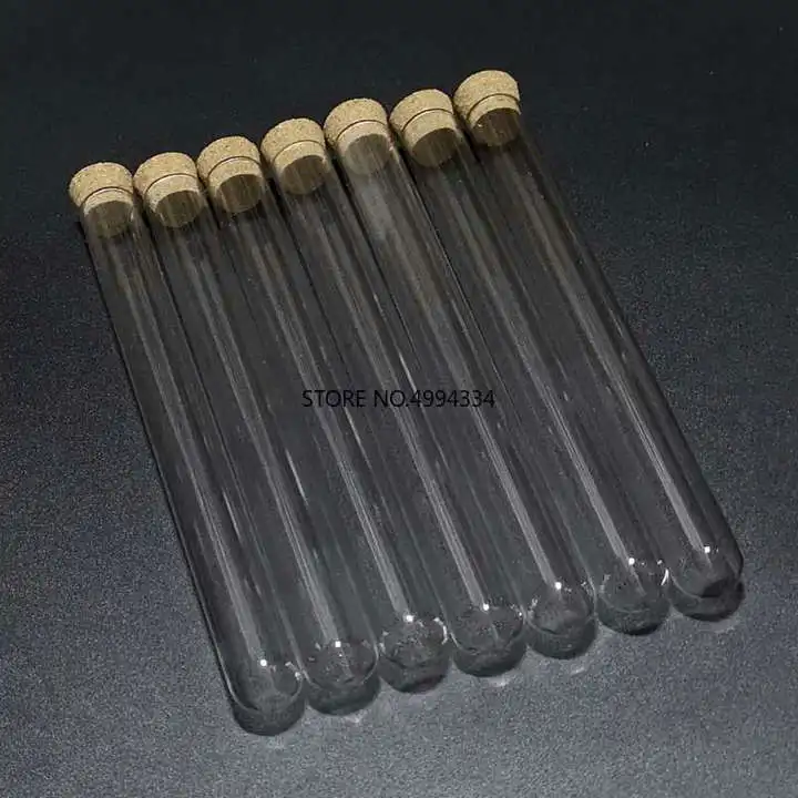 100 шт./лот 15x150 мм круглая Нижняя прозрачная стеклянная пробирка с пробковой
