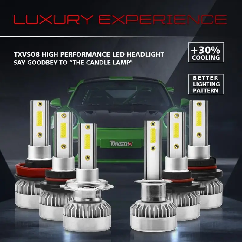 TXVSO8 G1 серии 2 предмета Автомобильный светодиодный фары H1/H7/9005/9006/9012 110 Вт 6000 К вождение автомобиля лампы 10000LM/каждая лампа IP68