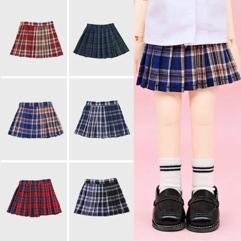 

NEW 1PCS Fashion School Uniform Dress Short Grid Pleated Skirt for 1/6 BJD Dolls Clothes Accessories