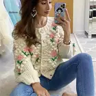 Женский трикотажный однобортный Кардиган Mori Girl, свитер с длинным рукавом и цветочной вышивкой в японском стиле, осень 2020