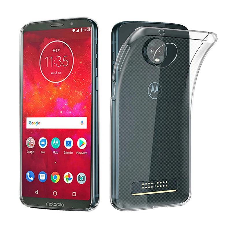 Мягкий чехол для телефона Motorola Moto Z3 Play силиконовый прозрачный Ультратонкий из