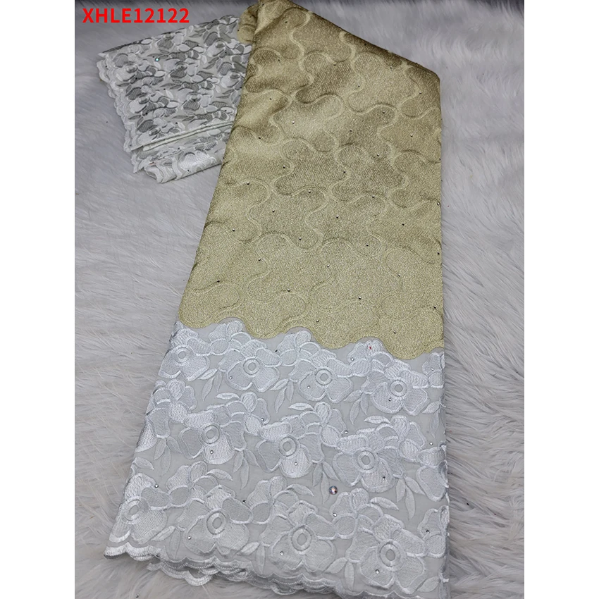 

Classic African High grade cotton Lace Fabric Latest ​Nigerian Jacquard Breathable Cloth For Womam Dress Party XHLE12122 B