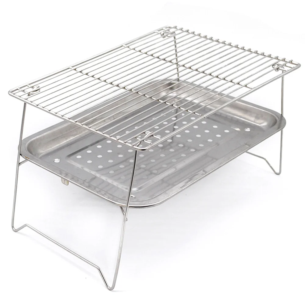 

3pcs Barbecue Grill Cooking Baking Tray Picnics Mini Pocket Portable Foldable Accessories Garden Stainless Steel Party Home
