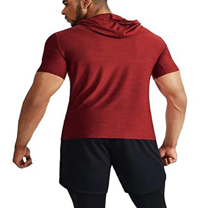 Мужская футболка с капюшоном однотонная приталенная Повседневная Толстовка