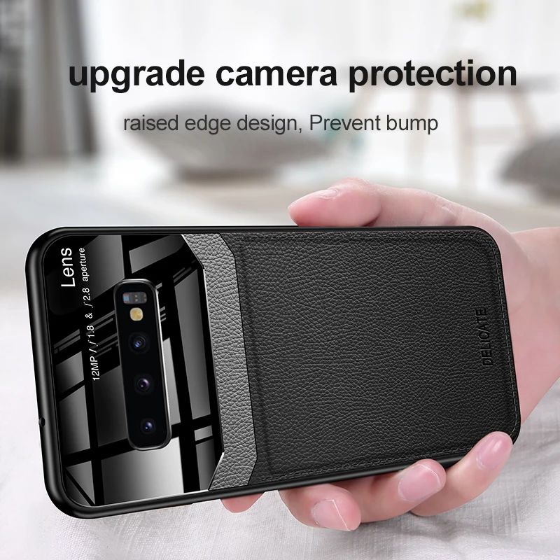 keysion shockproof case for samsung galaxy s10 plus s10e s9 s8 leather mirror glass phone cover for samsung note 10 plus 9 m30s free global shipping