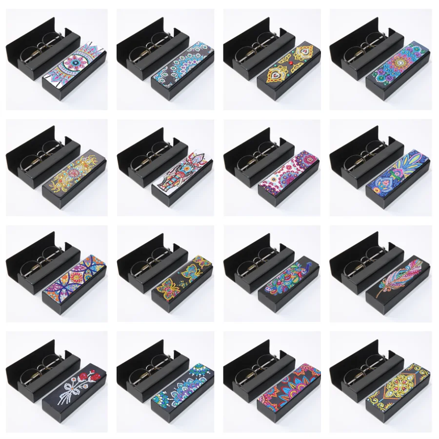 

DIY Exquisite Diamond Painting Glasses Case Sunglasses Storage Box Special Shaped Diamond Mosaic Cross Stitch Embroidery Decor