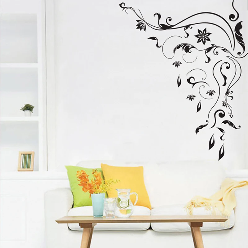 

Black flower vine wall sticker home decor for Bedroom living room TV background decoration Mural art Decals stickers on the wall
