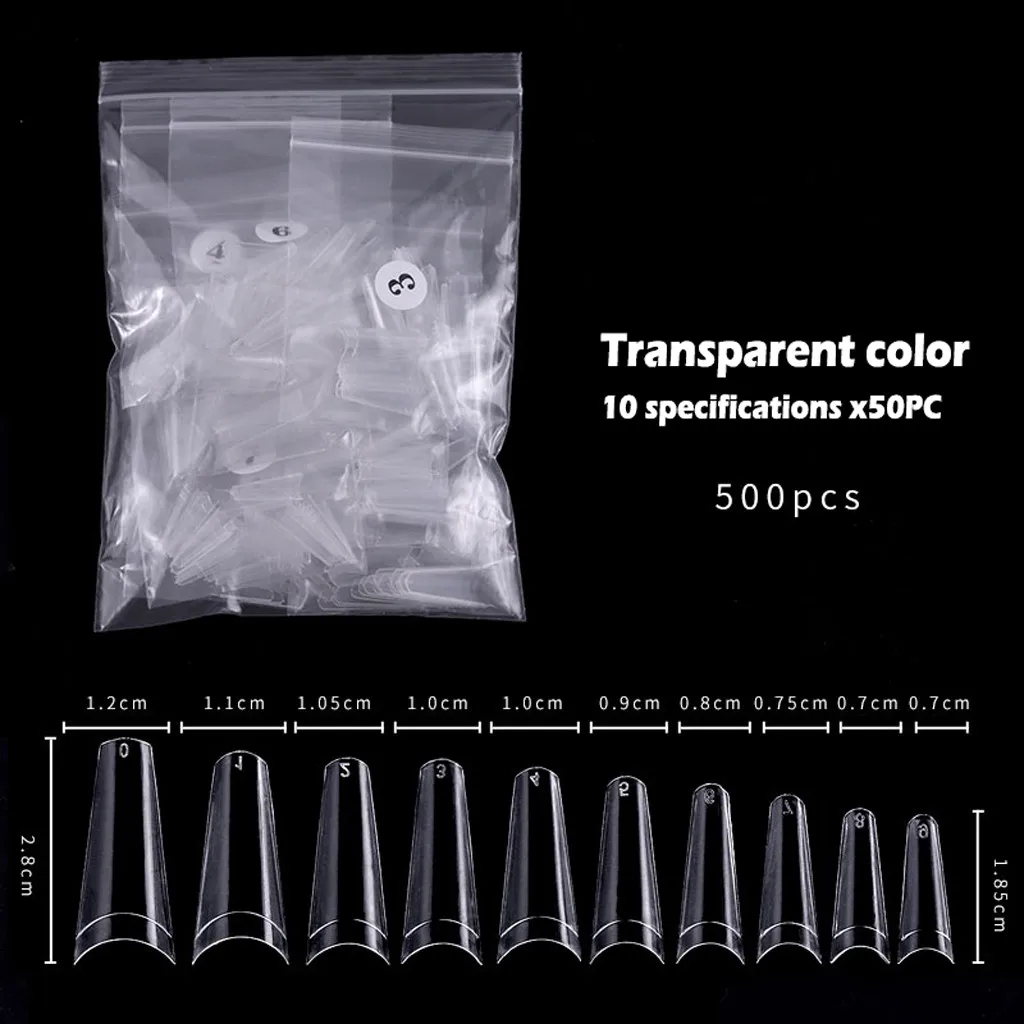 500 шт акриловые накладные ногти плиссированные не трассировка кончик ногтей