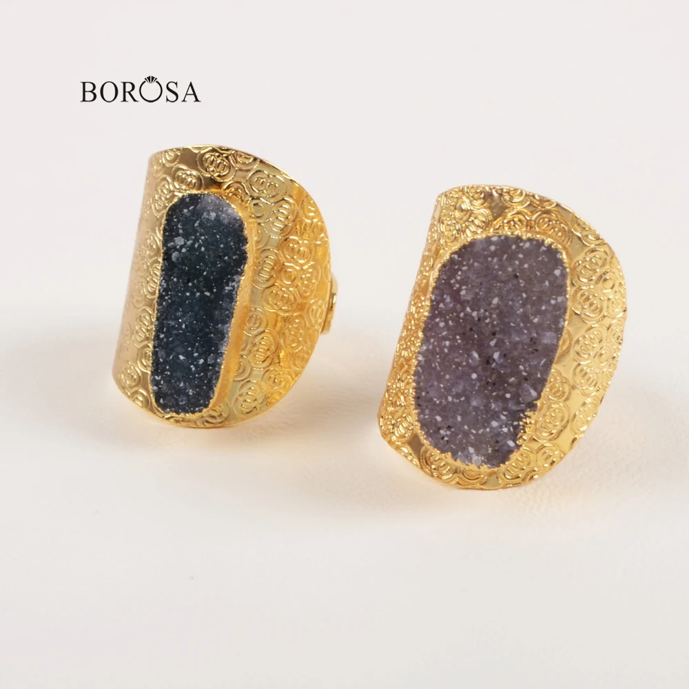 BOROSA 1 шт. свободной формы окрашенный цветной кулон агат Друза Жеода кольцо для