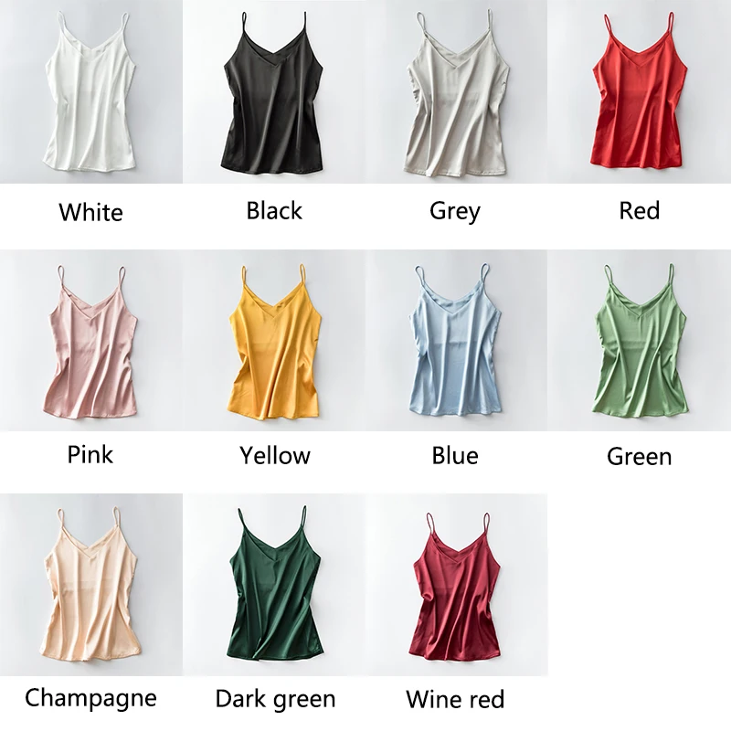 Camisole Spaghetti Strap V Neck Tops Women Halter Summer Plus Size Sleeveless Women'S Satin Top Silk