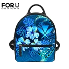 Брендовые дизайнерские сумки FORUDESIGNS для женщин, женские повседневные сумки с принтом гавайской полинезийской гибискуса, Маленький модный рюкзак, женская сумка