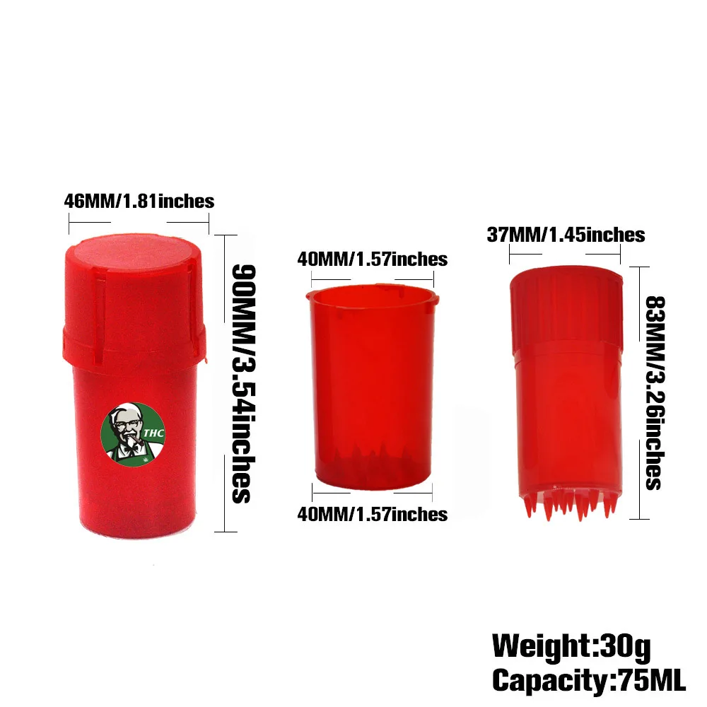 Пластиковая травяная шлифовальная машина dia.44 мм 3 слоя различных узоров дробилка