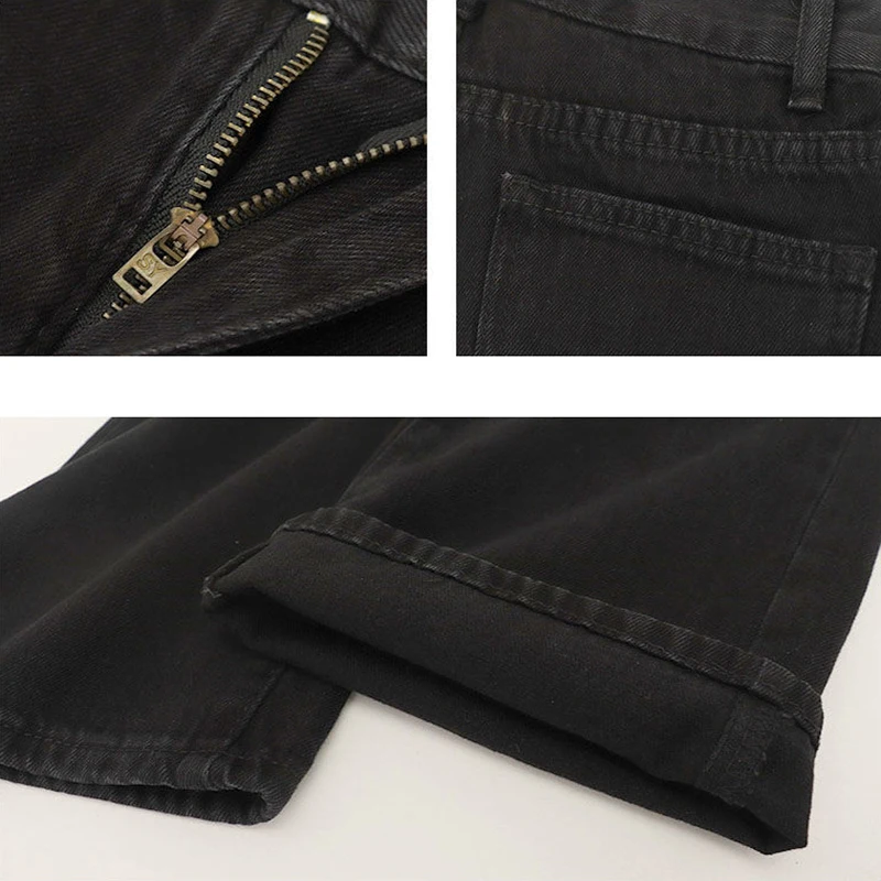 

Jeans Women Solid Vintage High Waist Simple Baggy Denim Trousers Females Washed Casual Straight All-match Harajuku Retro Fashion