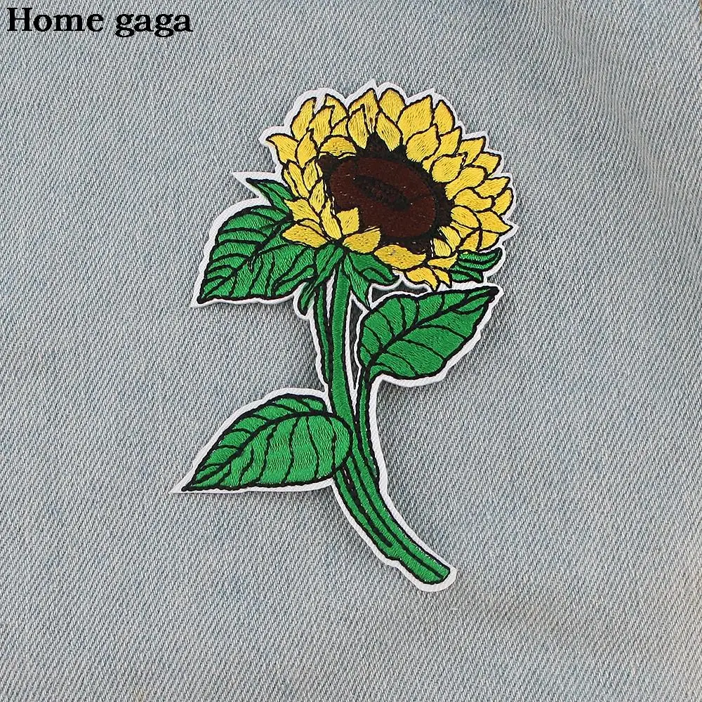 

D3403 Wholesale 20pcs/lot Sunflower Clothing Patches for Stripes Flower Clothing Stickers Iron On Appliques Embroidery Badges