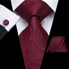 Hi-Tie 8,5 см, бордовый, черный, темно-синий, однотонный, Пейсли, 100% шелк, мужской деловой галстук, галстук для мужчин, Деловой, роскошный свадебный галстук, Gravata