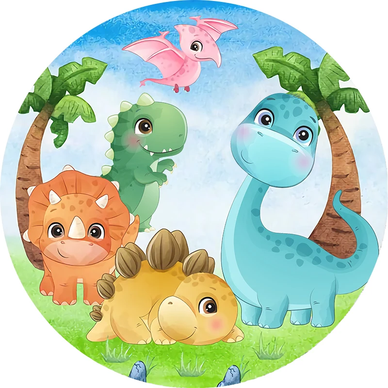 

Sensfun Round Circle Baby Shower Backdrop Dinosaur Party Background Dinosaur Photo Studio Party Decor Candy table Banner Covers