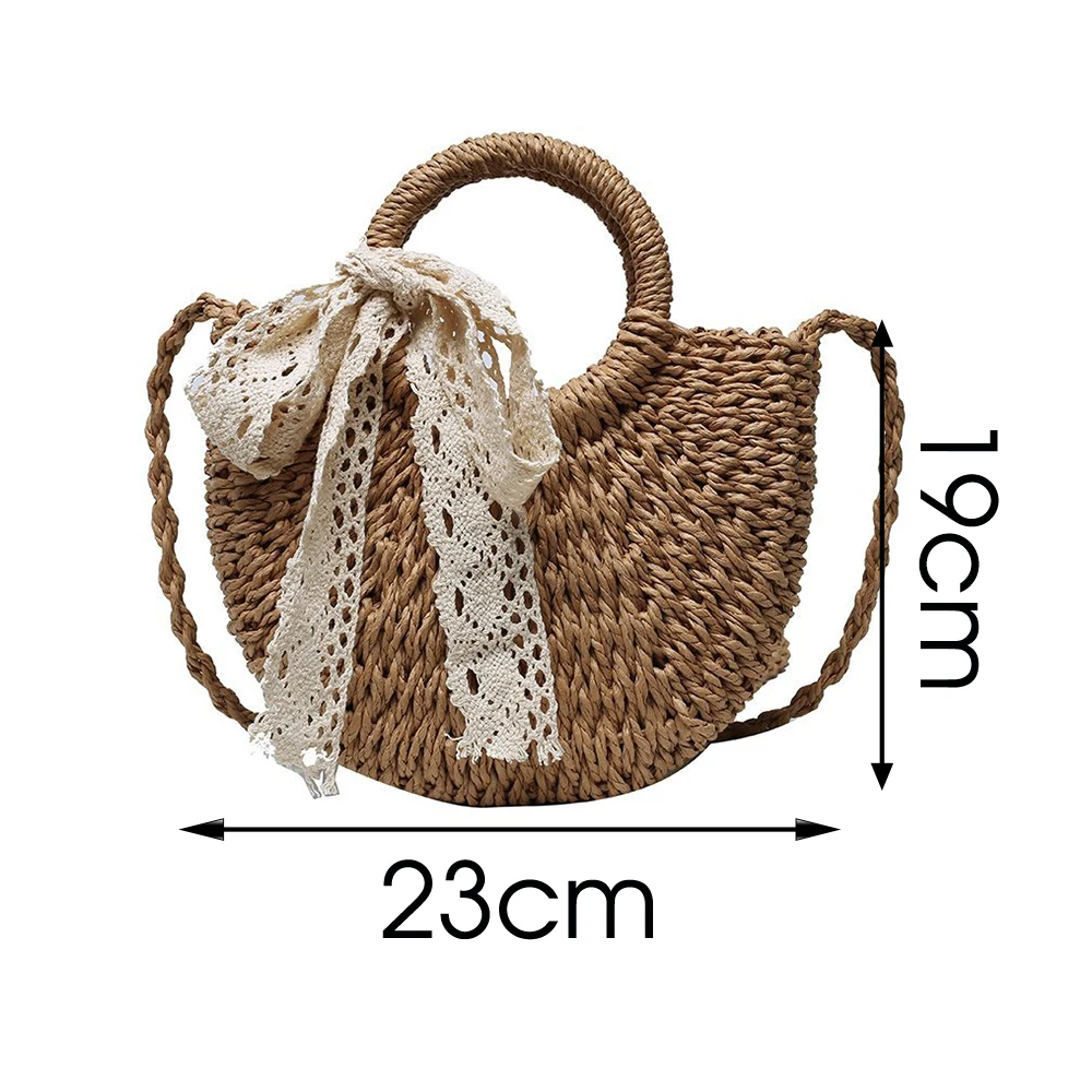 Плетеные богемные сумочки из ротанга для женщин полукруглая Сумка-тоут с