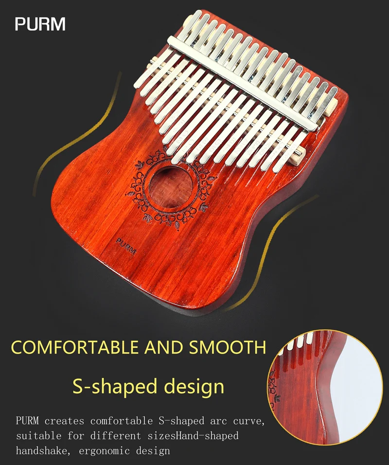PURM калимба 17 клавишный инструмент для пальцевого пианино начинающих с сумкой