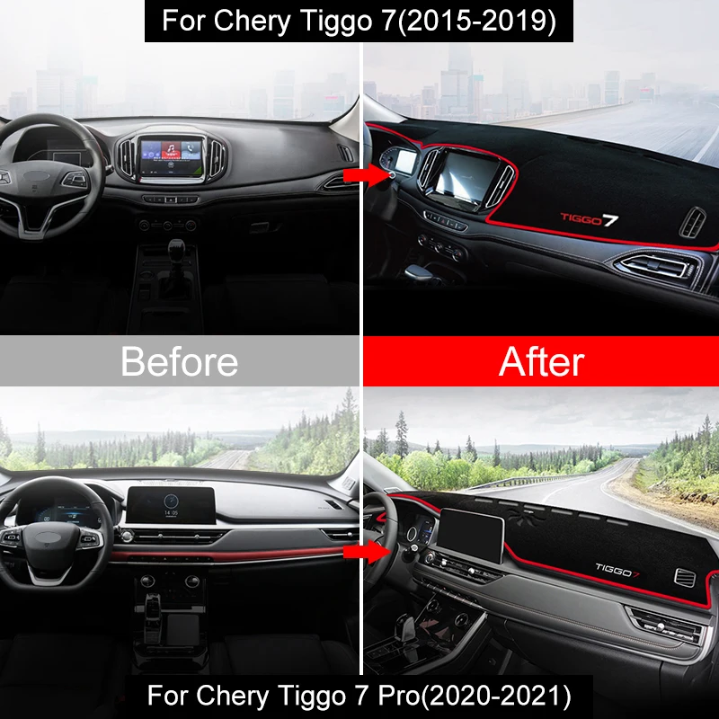 Коврики для приборной панели автомобиля Chery Tiggo 7 Pro 2015-2017 2018 2019 2020 2021 2022 2023 - купить