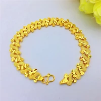 fashion 14k gold bracelet for womens wedding engagement jewelry yellow gold chain braelets flower engrave pattern hand jewelry