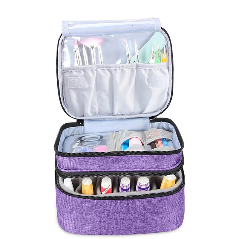 Storage Bag Nail Polish Portable 30 Bottles Box Cosmetic Essential Oil Perfume Handbag Double-Layer Organizer Holder | Дом и сад