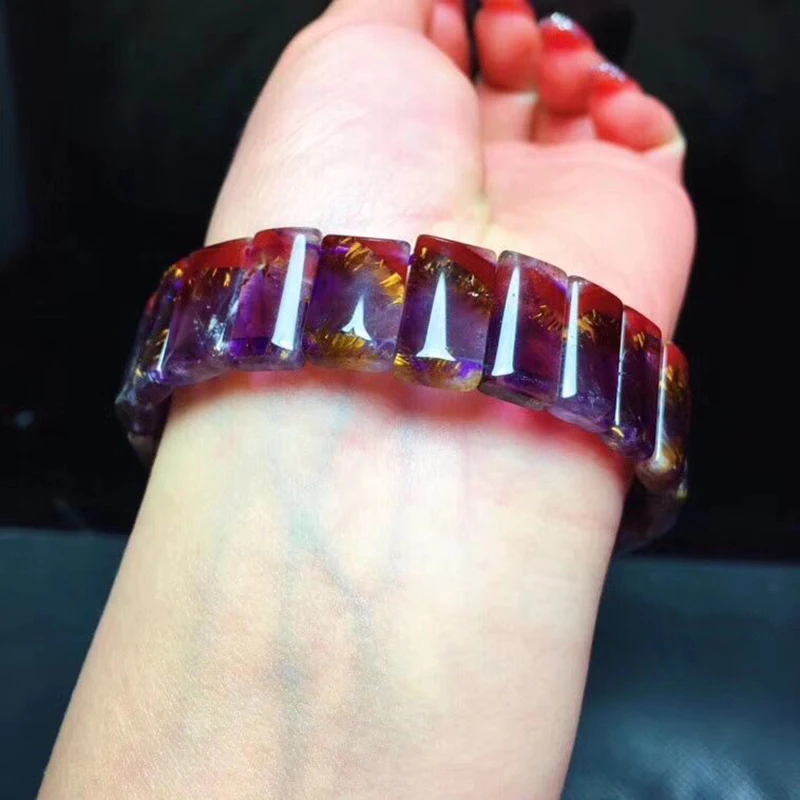 Изящные фиолетовые браслеты Aurora из титана с натуральным камнем энергетический