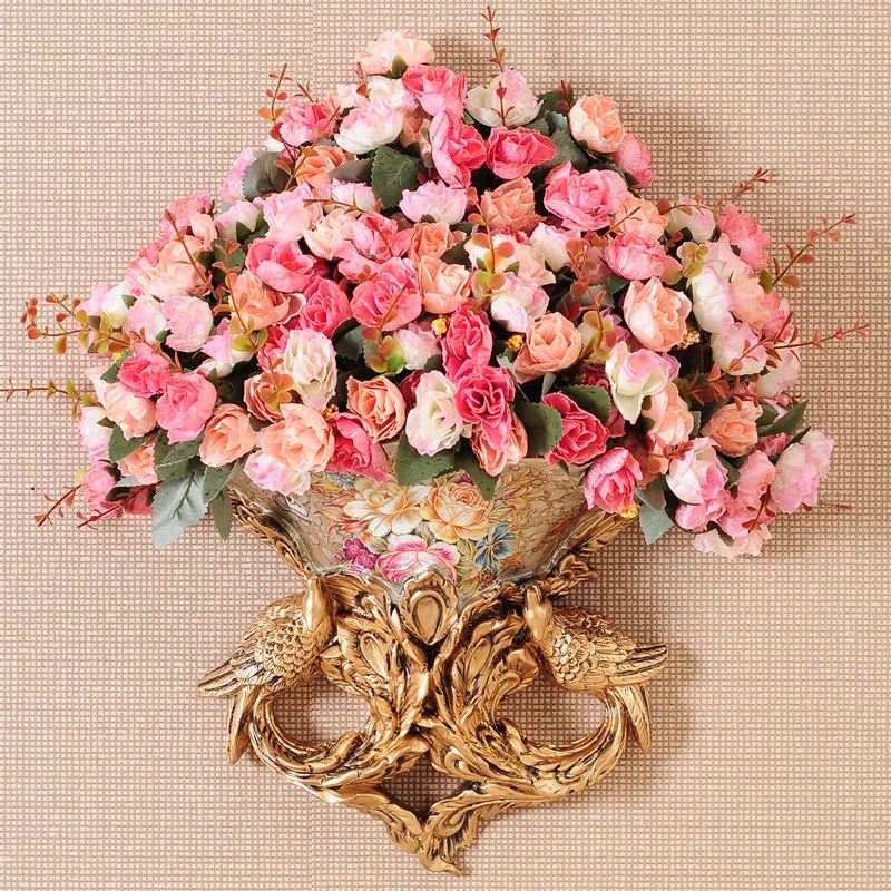 Настенная ваза + искусственный цветок в европейском ретро стиле декор для отеля