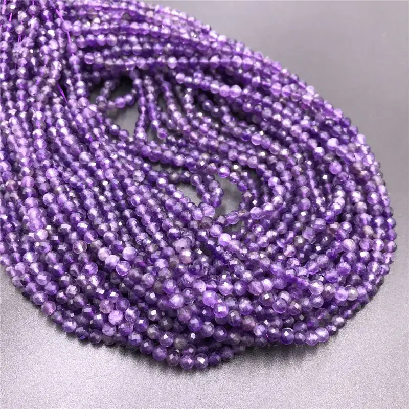 

Natural Stone Amethysts 2 3 4mm Small Round Faceted Quartz Stone Loose Beads for Jewelry Makng DIY Bracele Necklace Wholesale