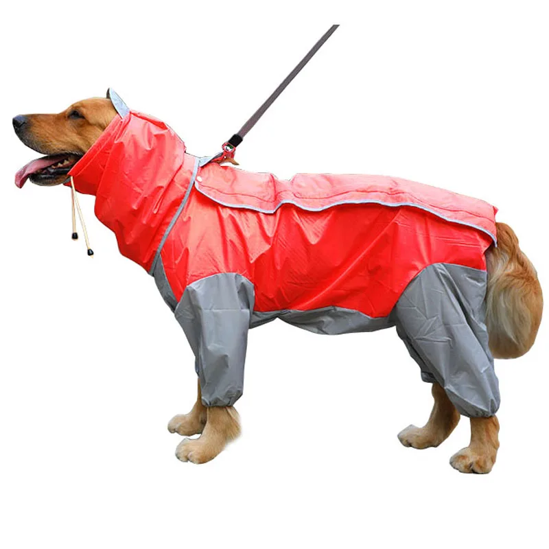 VOW Pet Small Large Dog Raincoat Waterproof Clothes For Jumpsuit Rain Coat Hooded Overalls Cloak Labrador Golden Retriever 2021 | Дом и сад