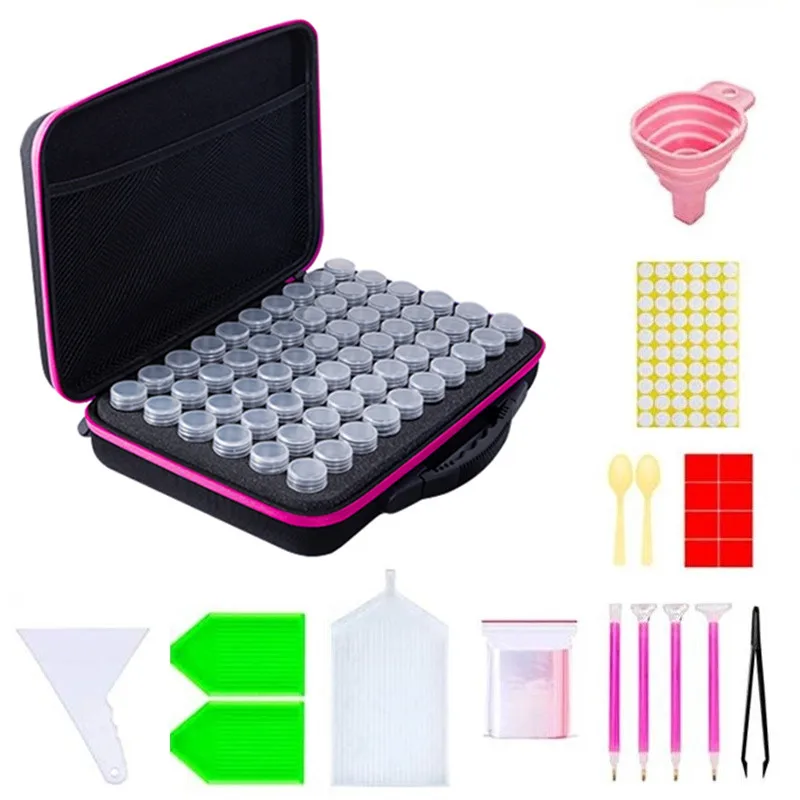 

5D Diamond Painting Accessories Storage Box 60/90 Slot Beads Storage Container Jar Zippered Case for DIY Diamand Painting