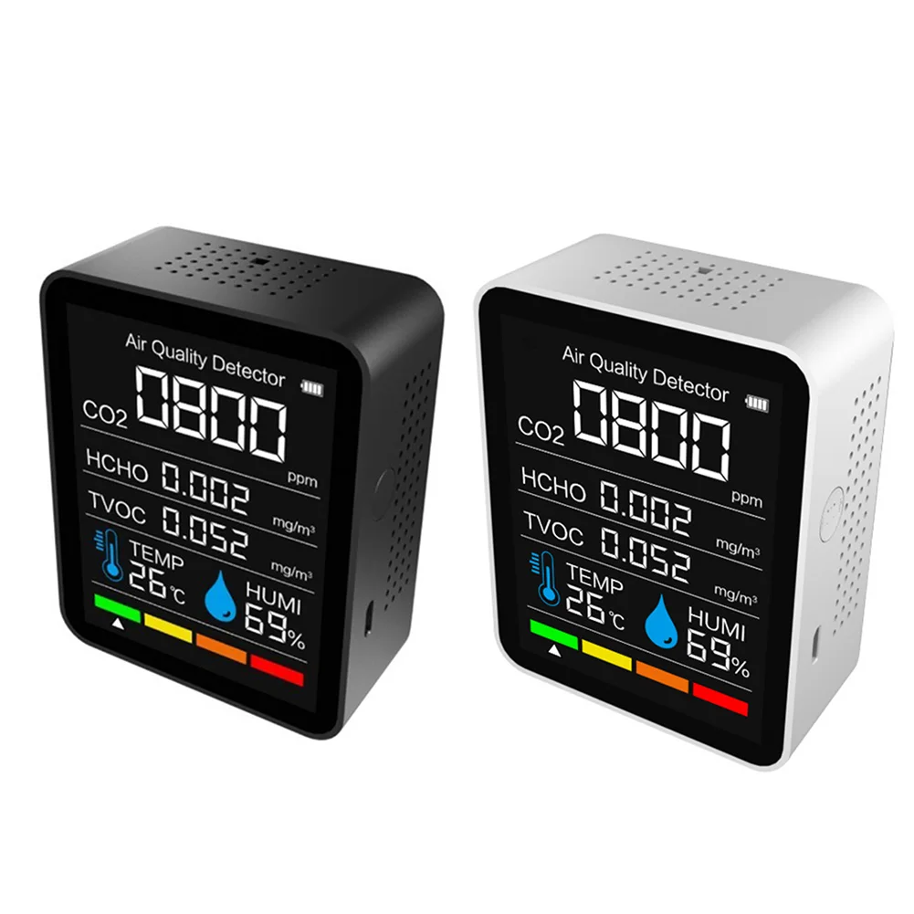 

Portable Carbon Dioxide Detector Bluetooth-Compatible TVOC HCHO Testing Analyzer Temperature Humidity Monitoring
