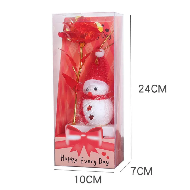 24K Gold Фольга роза цветок с длинным стеблем украшением в виде медведя