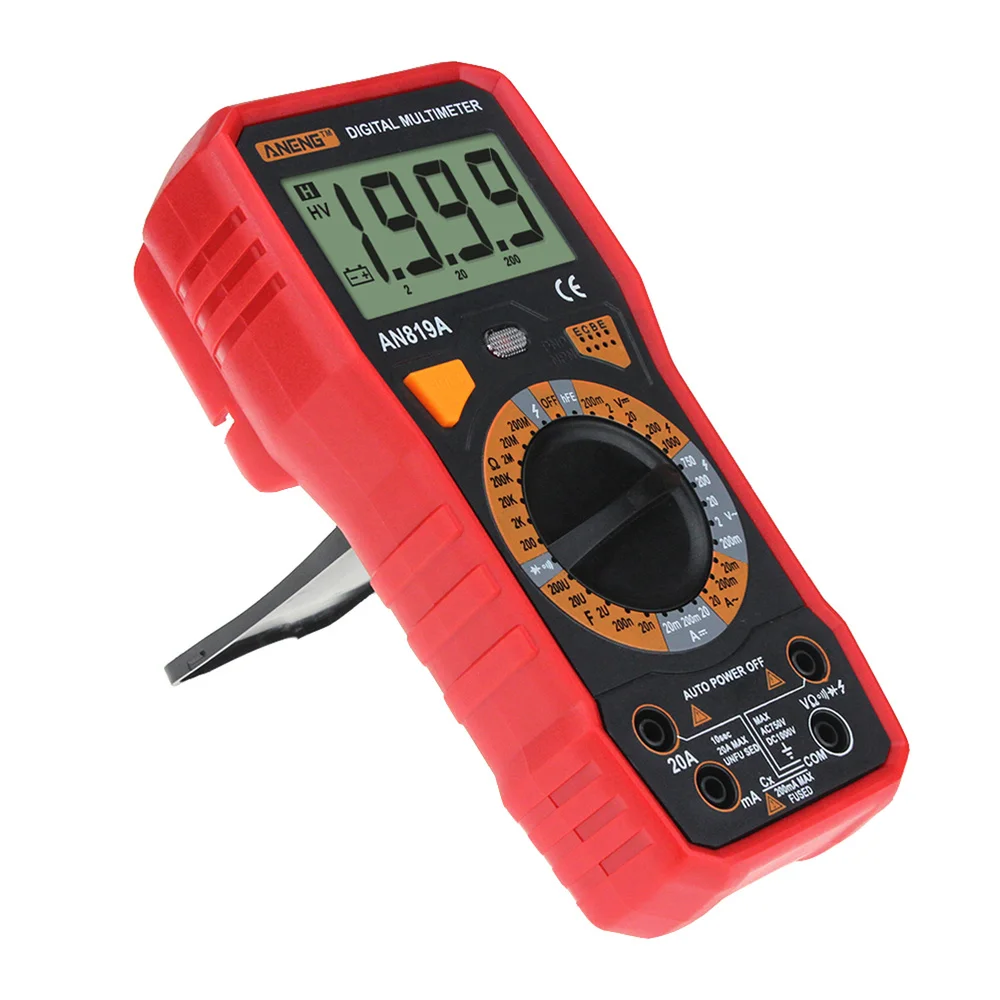 

High Accuracy 1999 Counts Meter Digital Multimeter Ampere Capacitance Resistance Meter Voltage Tester with Crocodile Clips (Red)