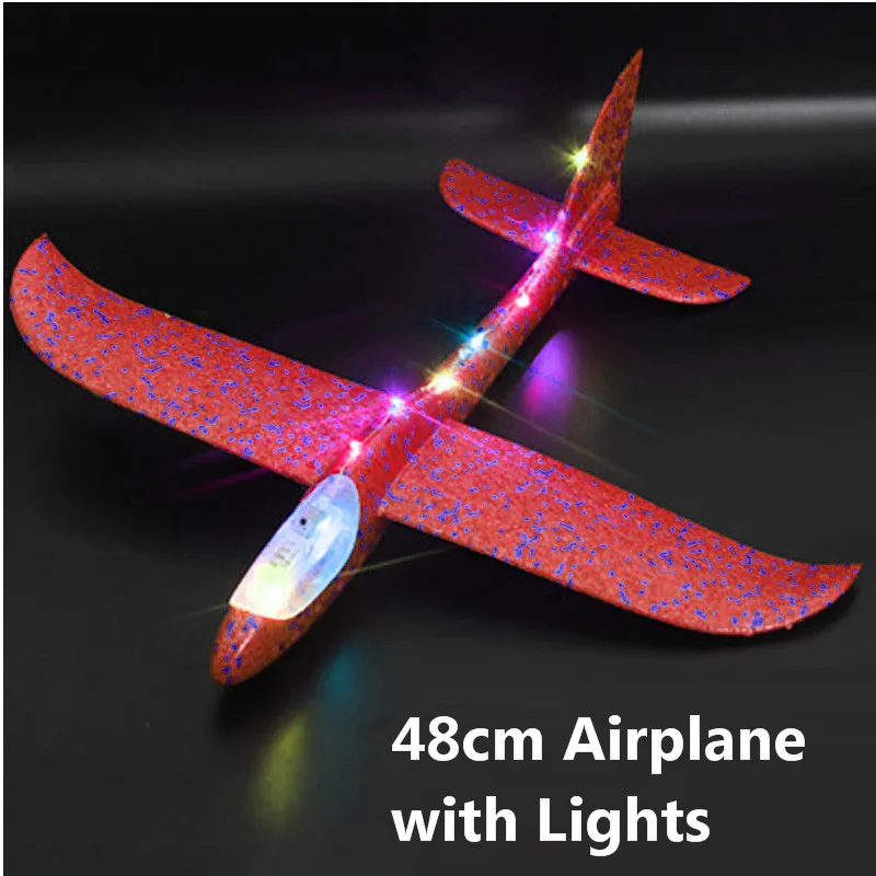 Led 48cm Red Детские игрушки модель самолета ручной бросок самолета 35 см EPP пена запуск самолета Летающий планер игрушки для игры для детей на открытом воздухе - Цвет: Led 48cm Red