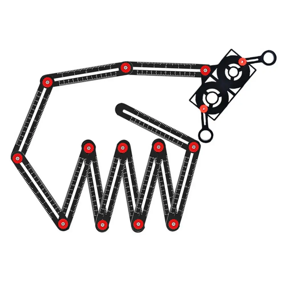 

6/9/12fold Aluminium Alloy Angle Ruler Multi Angle Measuring Ruler Tool Tile Hole Punch Guide Locator Drill Guide Tile Hole
