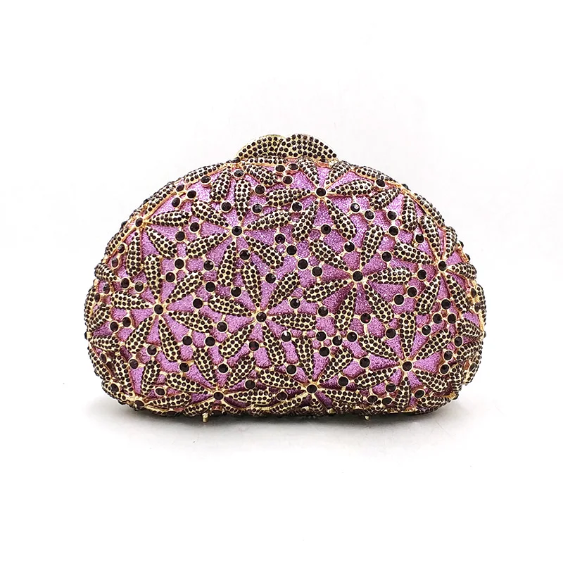 

Purple Green Silver Red Blue Black Gold Colorful Flowers Handbags Woman Floral Wedding Bridal Diamond Crystal Clutch Purse Bag