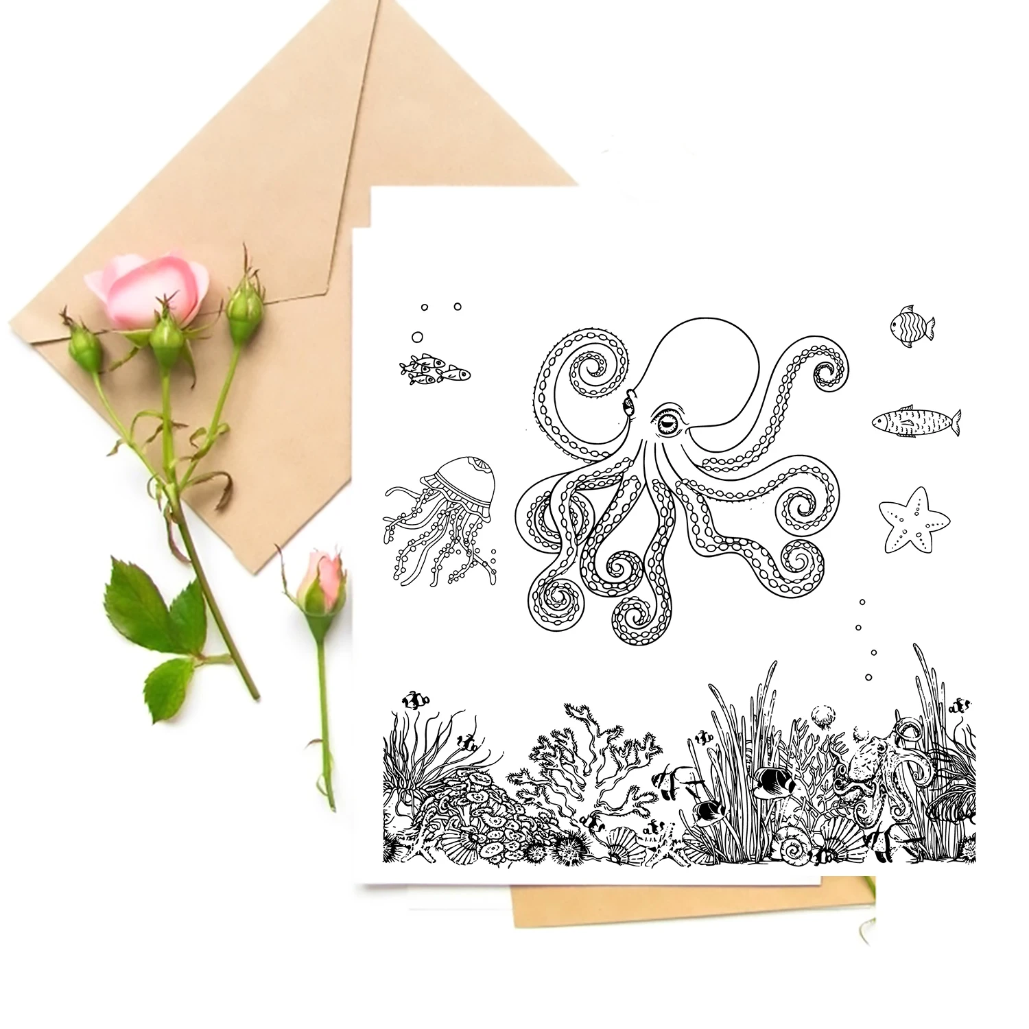 

Octopus / Fish Transparent Clear Stamps For DIY Scrapbooking/Card Making Stamps Fun Decoration Supplies