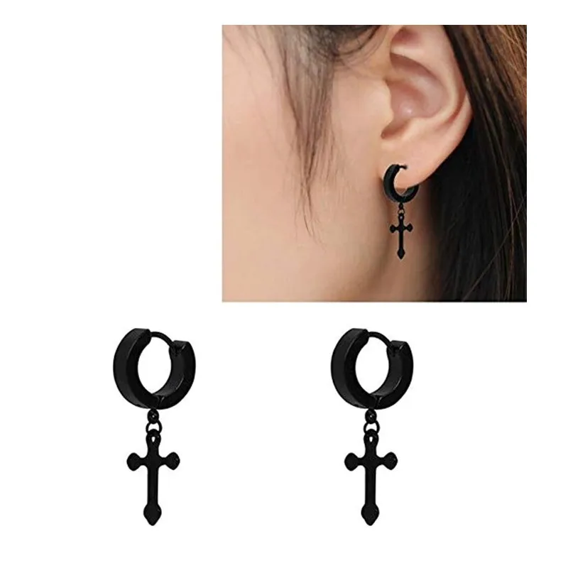 

Stainless Steel Cross Stud Earrings For Unisex Charm Drop Huggie Earring Piercing Gothic Punk Style Fashion Jewelry Accessories
