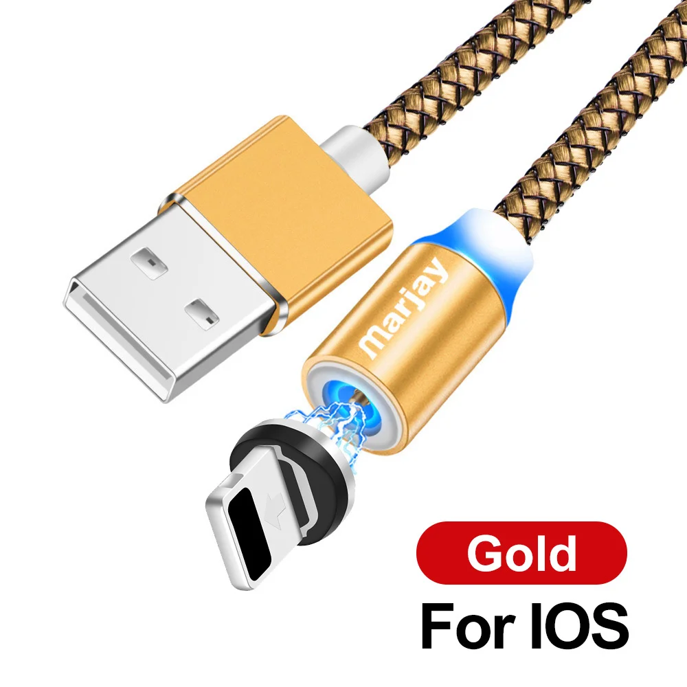 Магнитный usb-кабель Marjay для быстрой зарядки iphone, кабель Micro USB type-C для samsung, Xiaomi, huawei, провод зарядного устройства для мобильных телефонов - Цвет: Gold For iphone