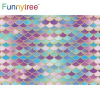 funnytree mermaid theme girl princess birthday party background purple fish scales backdrop gold dots baby shower photo shoot
