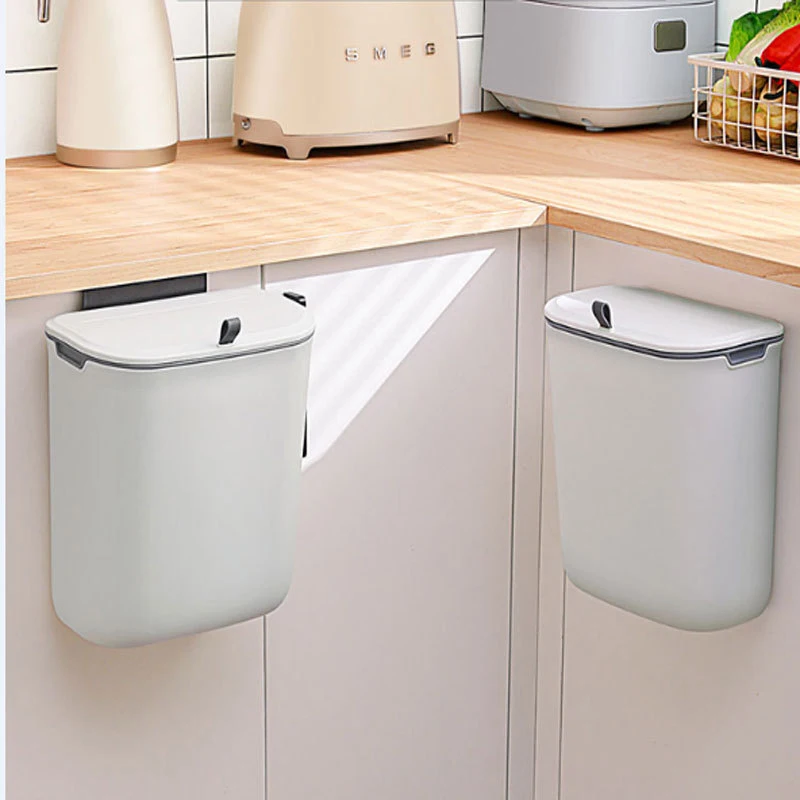 

Sliding Cabinet Kitchen Wall Mount Trash Can White Dustbin Car Recycle Bin Waste Bin For Kitchen Garbage Can 7/9l