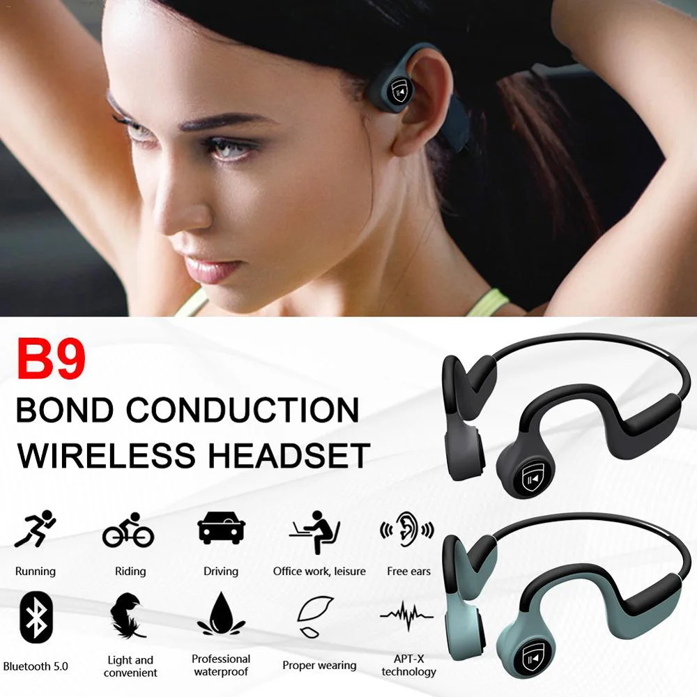 B9 Беспроводная bluetooth-гарнитура наушники с костной проводимостью свободные руки